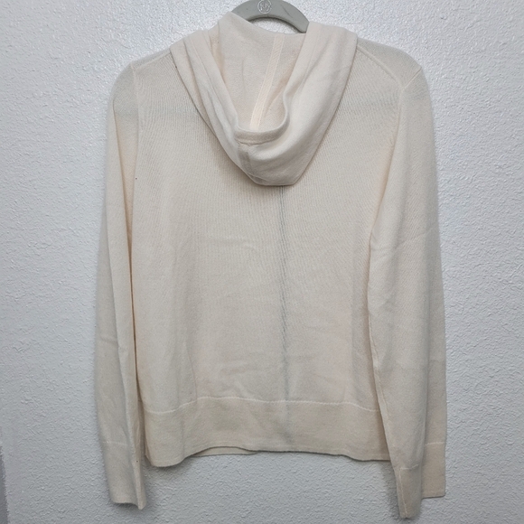 J Crew Cashmere full-zip sweater-hoodie BJ611 Size M NWT in Snow Travel - Picture 4 of 6